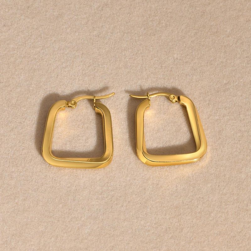 1 Pair Simple Style Square Polishing Plating 201 Stainless Steel Earrings