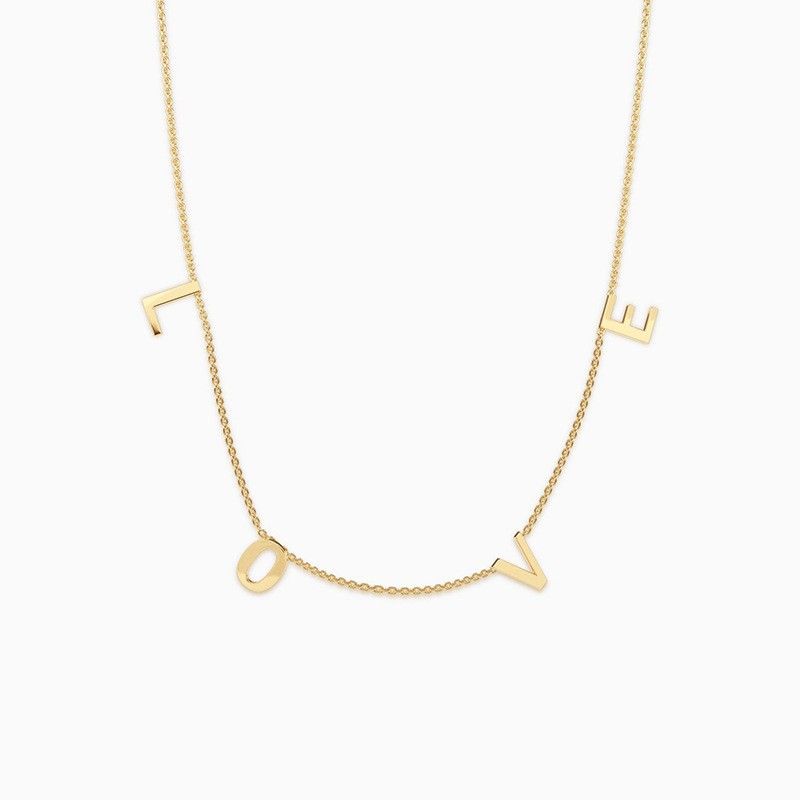 Style Simple Amour Lettre Argent Sterling Placage Collier