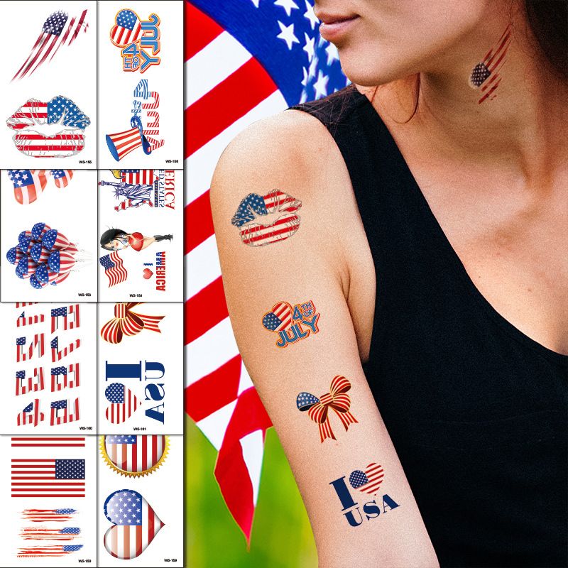 Independence Day American Flag Pvc Tattoos & Body Art 1 Piece