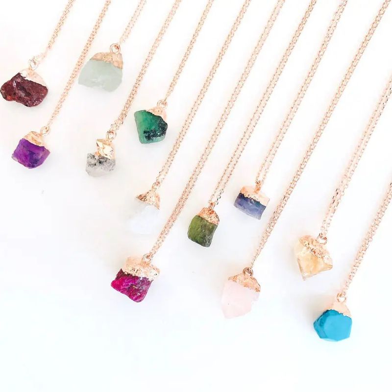 Simple Style Irregular Stainless Steel Natural Stone Wholesale Pendant Necklace