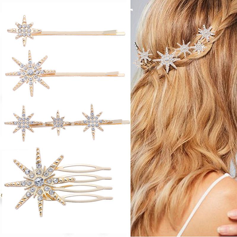 Style Simple Star Alliage Incruster Strass Pince À Cheveux
