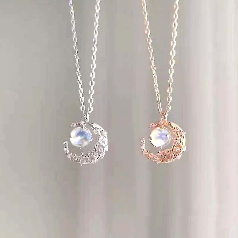 Sweet Moon Alloy Plating Inlay Artificial Gemstones Women's Pendant Necklace
