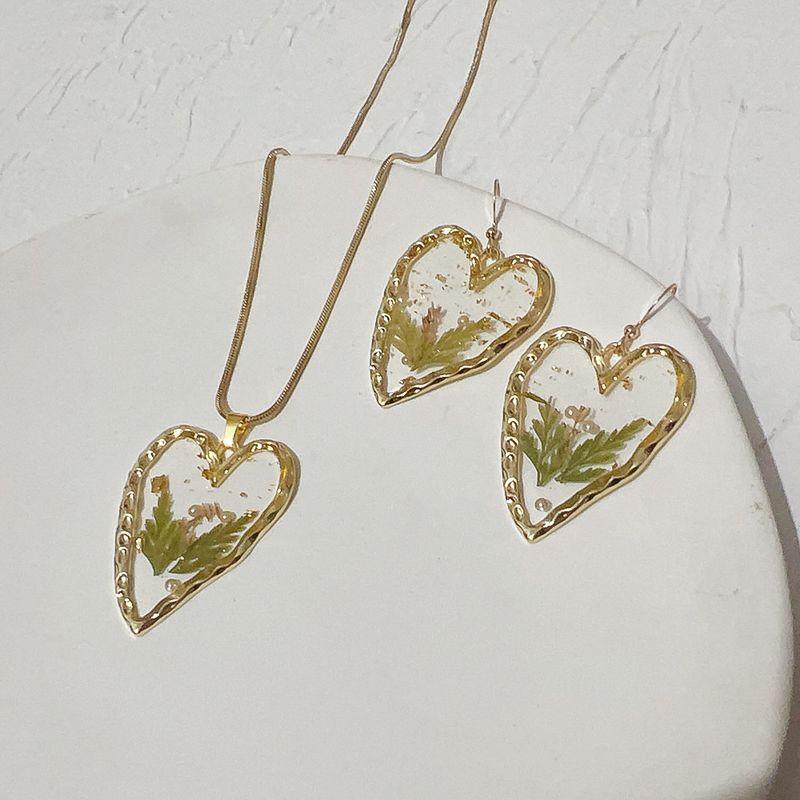 Wholesale Sweet Heart Shape Flower Stainless Steel Arylic Earrings Necklace