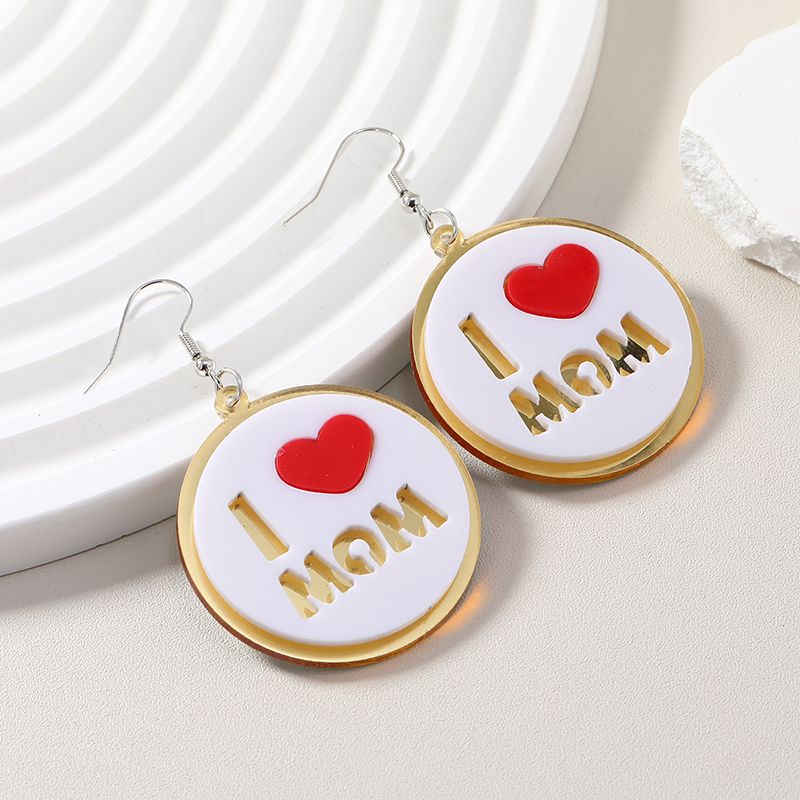 Wholesale Jewelry 1 Pair Mama Letter Heart Shape Arylic Drop Earrings