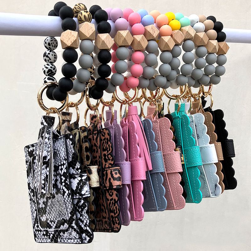 Simple Style Solid Color Pu Leather Patchwork Keychain