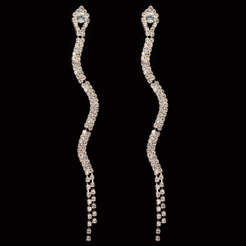 Wholesale Jewelry 1 Pair Casual Tassel Snake Rhinestone Rhinestones Drop Earrings