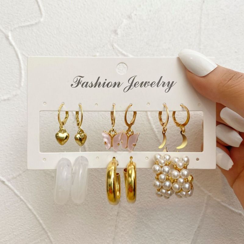 Wholesale Jewelry 1 Set Fashion Geometric Arylic Alloy Artificial Pearls Rhinestones Earrings