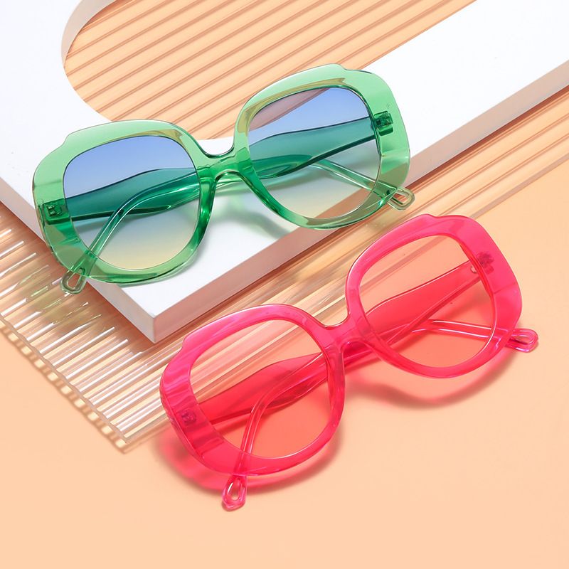 Décontractée De Base Rétro Couleur Unie Pc Cadre Rond Plein Cadre Femmes De Lunettes De Soleil