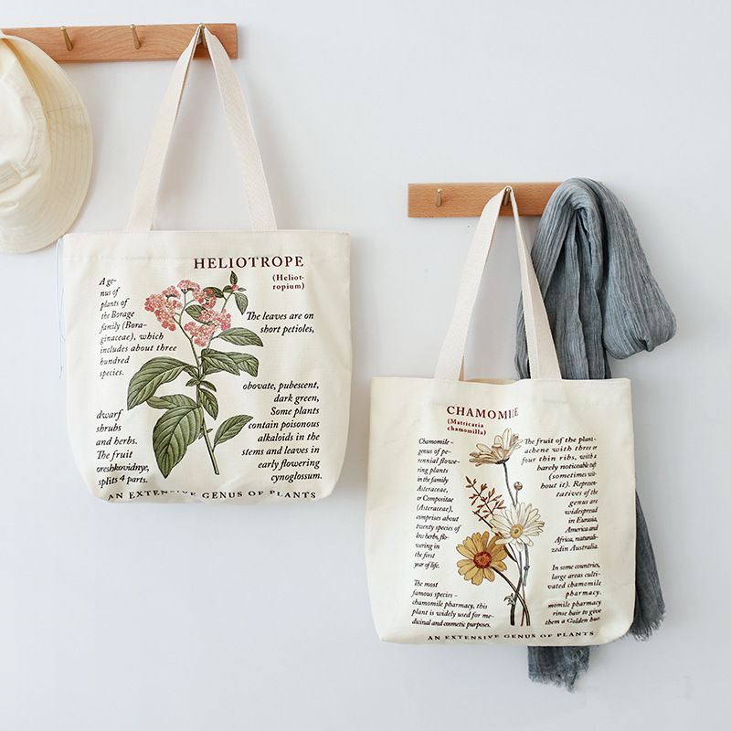 Women's Classic Style Flower Canvas Shopping Bags