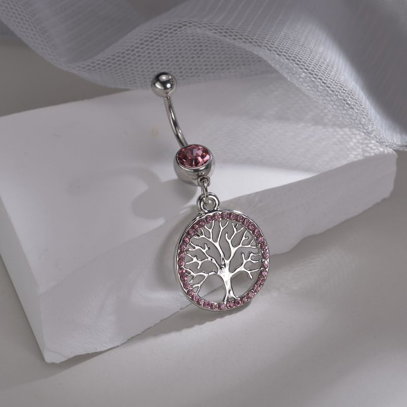 Wholesale Artistic Cool Style Tree Stainless Steel Artificial Diamond Belly Ring
