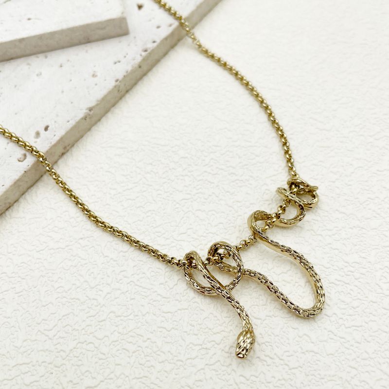 Wholesale Punk Cool Style Irregular Snake Stainless Steel 14k Gold Plated Pendant Necklace