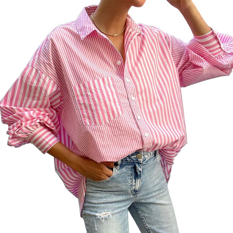 Women's Blouse Long Sleeve Blouses Stripe Casual Stripe