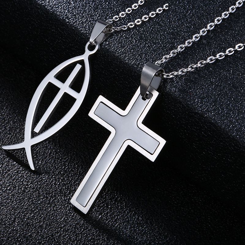 Retro Cross Stainless Steel Plating Pendant Necklace 1 Piece