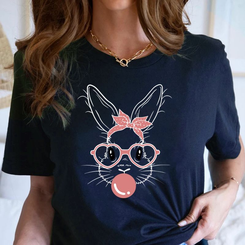 Frau T-shirt Kurzarm T-shirts Drucken Süß Kaninchen