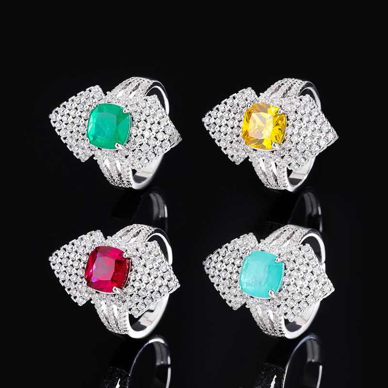 Luxurious Geometric Zircon Copper Wholesale Rings