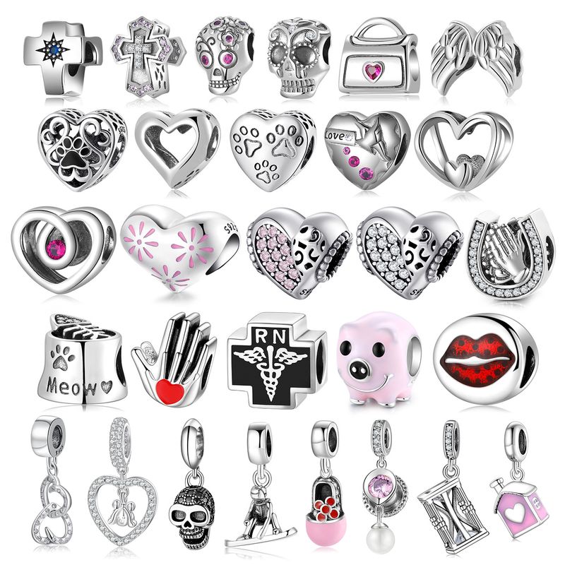 Casual Letter Heart Shape Sterling Silver Plating Jewelry Accessories