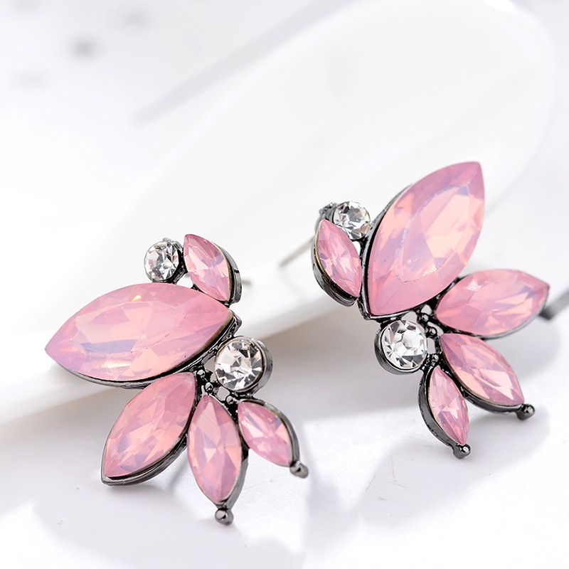 1 Paar Mode Schmetterling Legierung Überzug Künstlicher Kristall Frau Tropfenohrringe