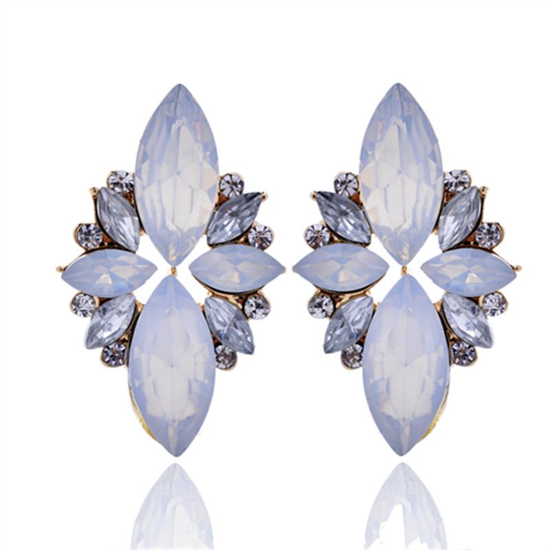 1 Paire Glamour Géométrique Alliage Placage Cristal Artificiel Résine Femmes Boucles D'oreilles