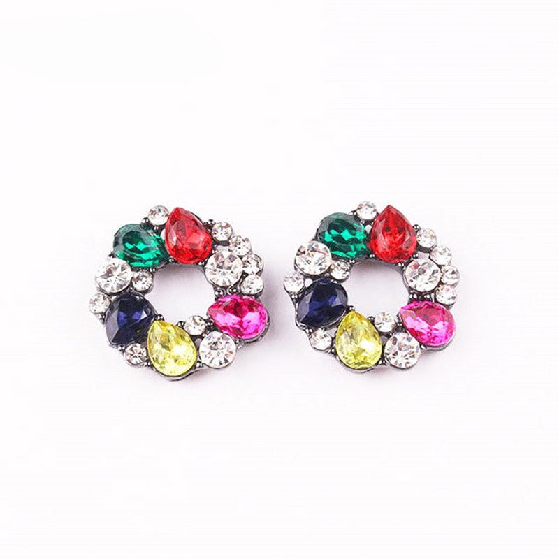 1 Pair Fashion Round Alloy Inlay Acrylic Artificial Crystal Women's Ear Studs