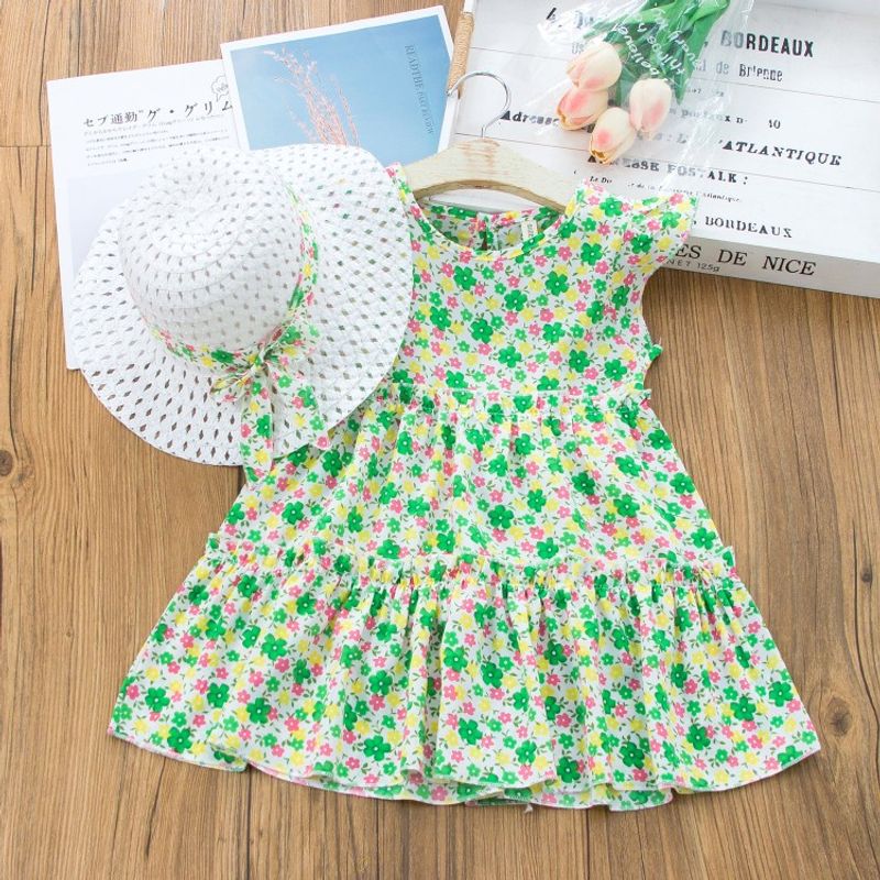 Pastoral Ditsy Floral Printing Cotton Blend Girls Dresses