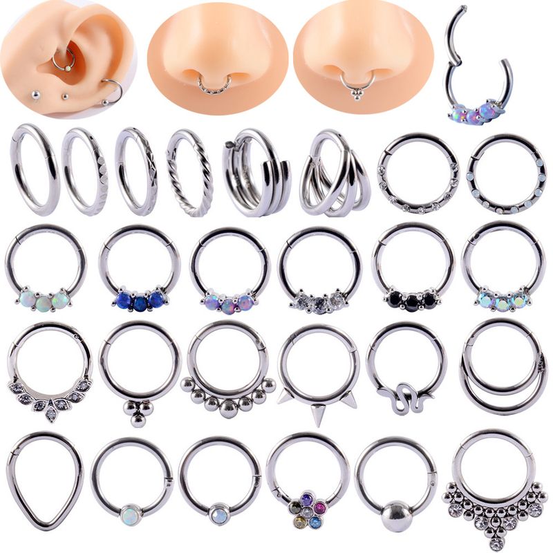 1 Piece Fashion Solid Color Plating Inlay Stainless Steel Zircon Nose Ring