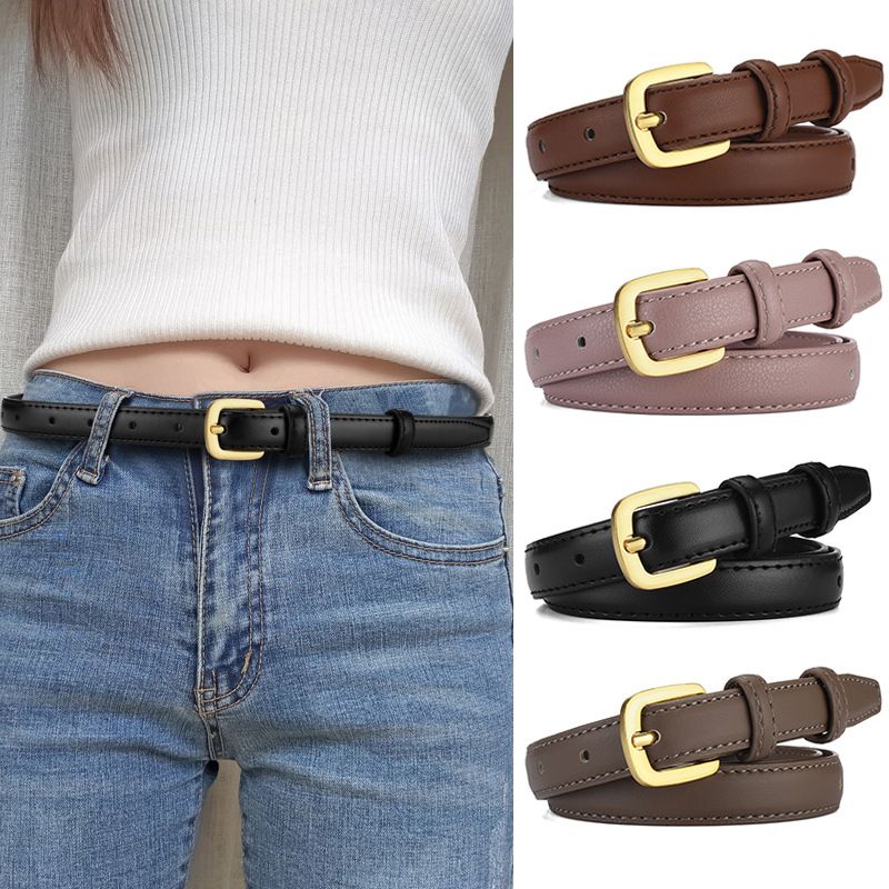 Simple Style Solid Color Pu Leather Alloy Women's Leather Belts 1 Piece