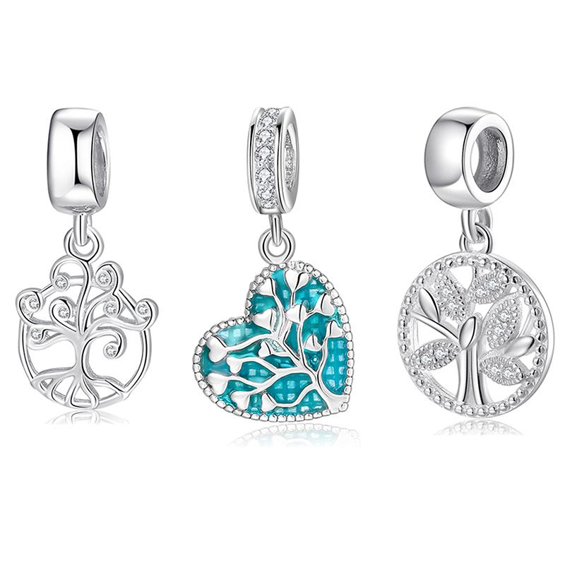 1 Piece Fashion Tree Heart Shape Sterling Silver Inlaid Zircon Pendants