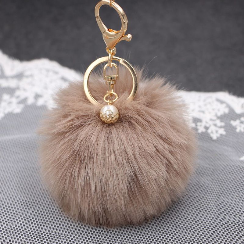 1 Piece Simple Style Solid Color Simulation Wool Keychain