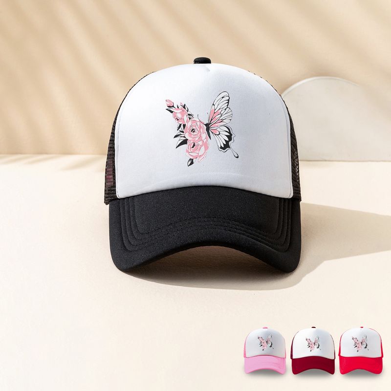 Unisex Fashion Flower Butterfly Printing Curved Eaves Baseball Cap