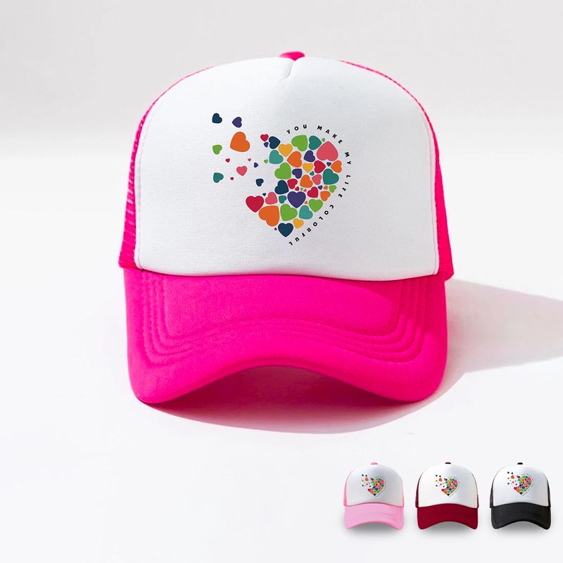 Unisex Fashion Heart Shape Printing Curved Eaves Baseball Cap