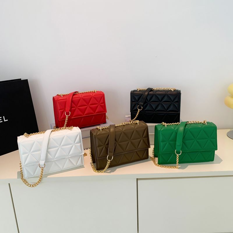 Women's All Seasons Pu Leather Solid Color Basic Square Flip Cover Shoulder Bag