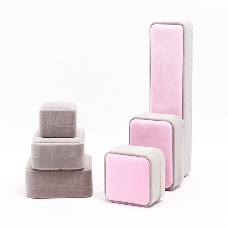 Casual Solid Color Flannel Jewelry Boxes