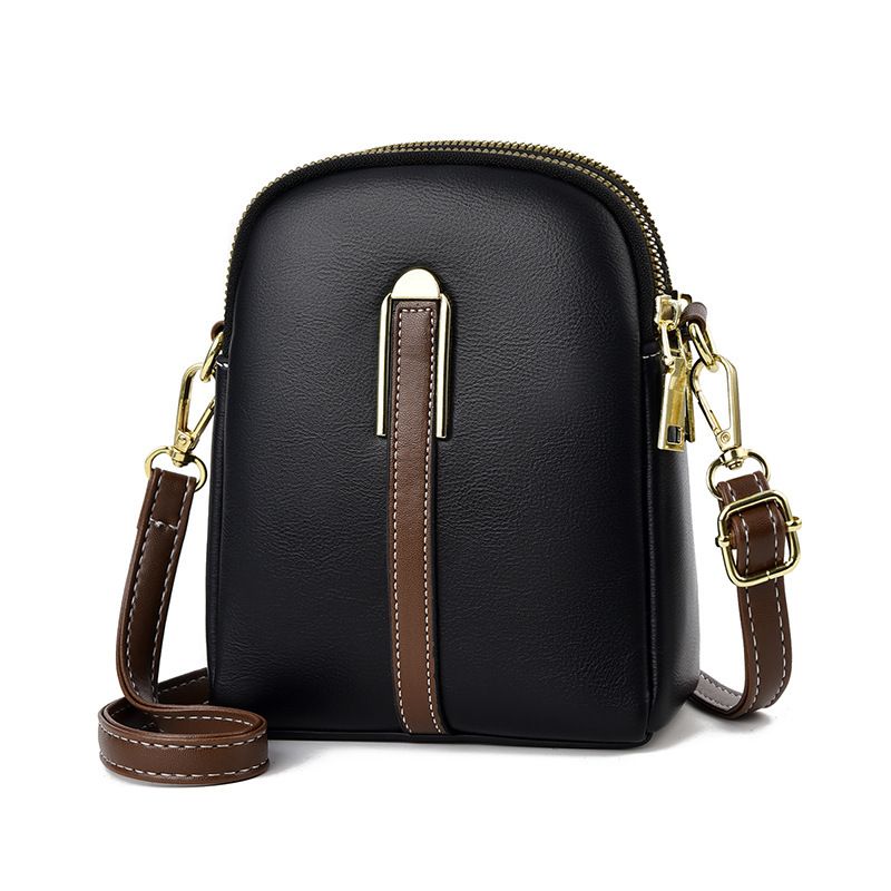 Women's Pu Leather Solid Color Basic Square Zipper Shoulder Bag Phone Wallet Crossbody Bag