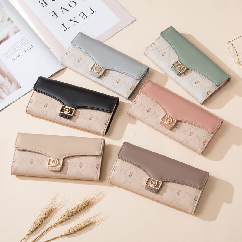 Women's Flower Pu Leather Buckle Wallets