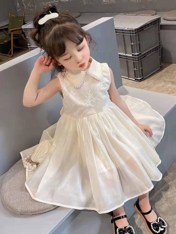 Princess Solid Color Bow Knot Satin Girls Dresses