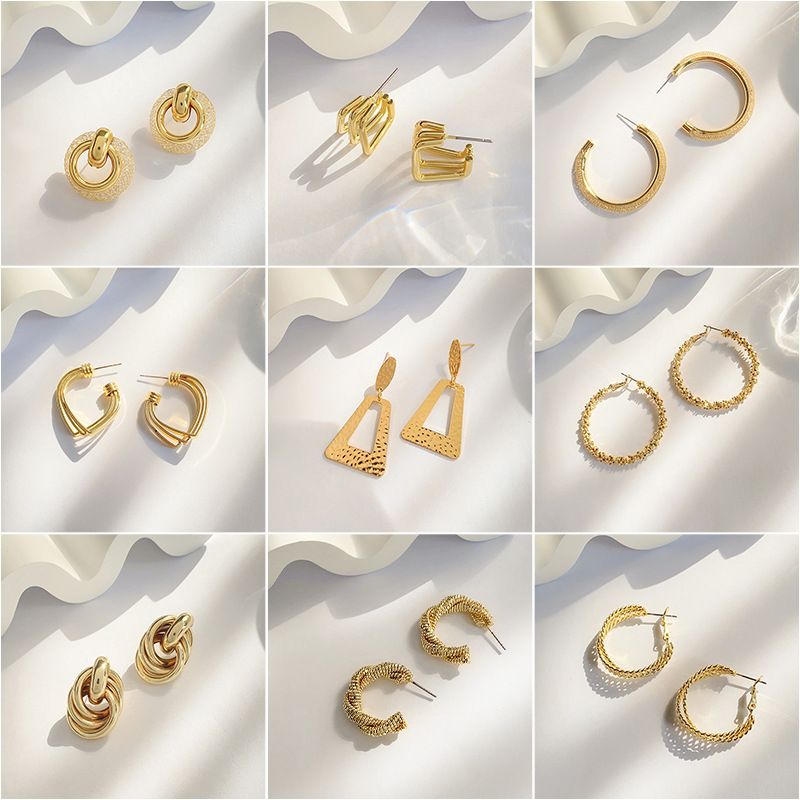 1 Pair Commute Geometric Plating Iron Earrings Ear Studs