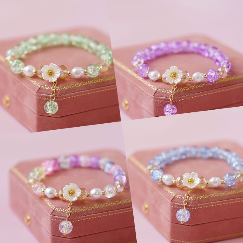 Sweet Flower Artificial Crystal Beaded Plating Women's Bracelets