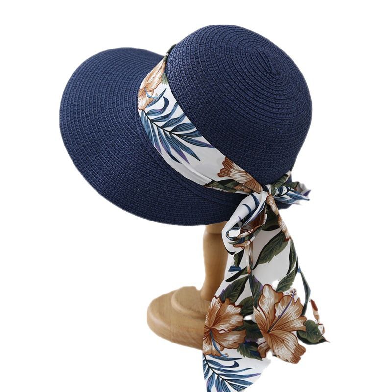 Women's Beach Color Block Patchwork Flat Eaves Sun Hat