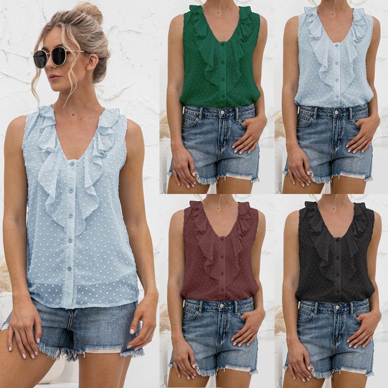 Women's Vest Sleeveless Blouses Patchwork Casual Solid Color