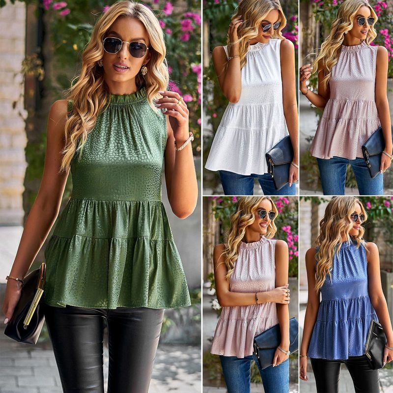 Women's Sleeveless Blouses Simple Style Solid Color