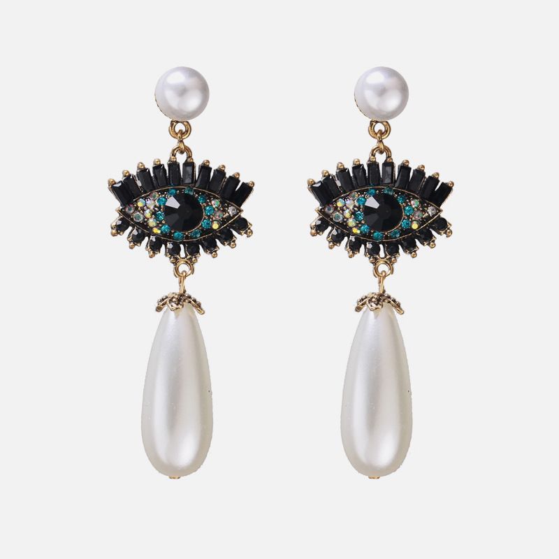 Simple Style Water Droplets Imitation Pearl Inlay Rhinestones Women's Drop Earrings 1 Pair