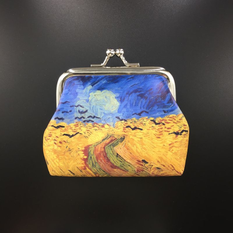 Women's All Seasons Pu Leather Oil Painting Classic Style Dumpling Shape Buckle Coin Purse