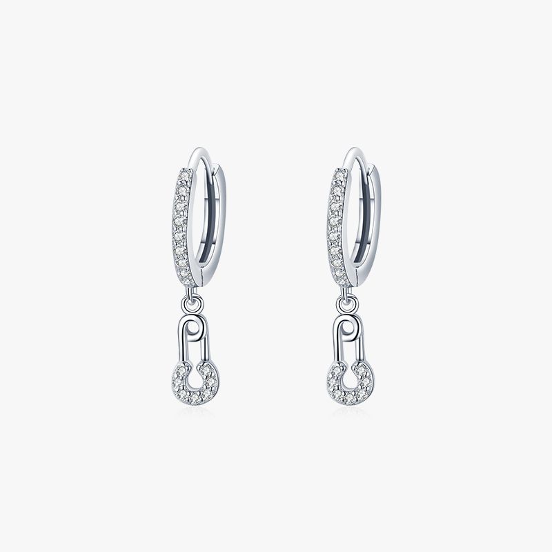 1 Pair Ins Style Paper Clip Sterling Silver Plating Inlay Zircon Rhodium Plated Earrings