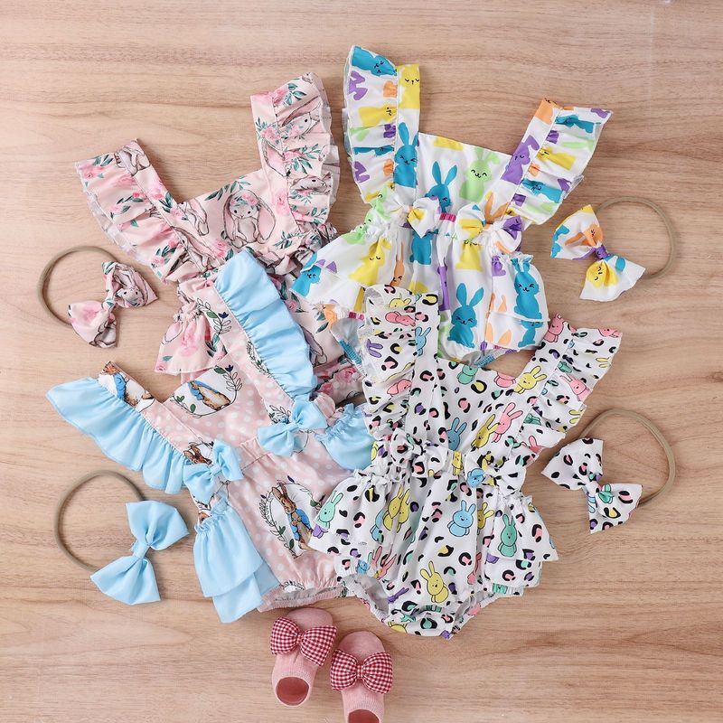Easter Fashion Rabbit Printing Cotton Baby Rompers