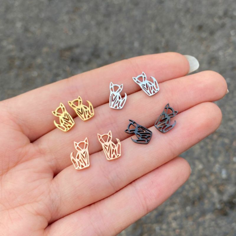 1 Pair Fashion Fox Titanium Steel Ear Studs