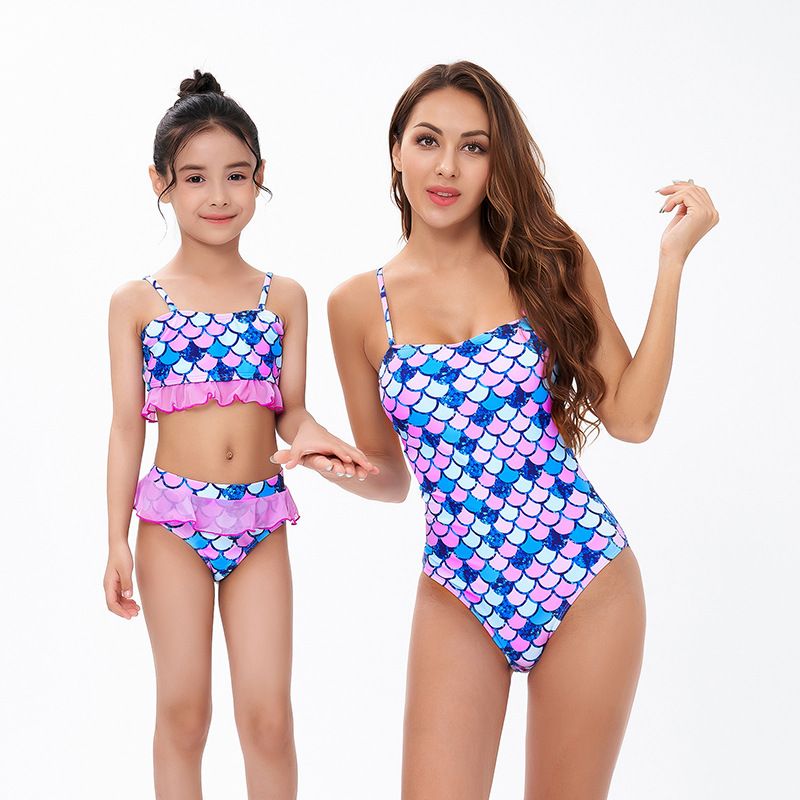 Women's Fashion Fish Scales Printing 1 Piece One Piece