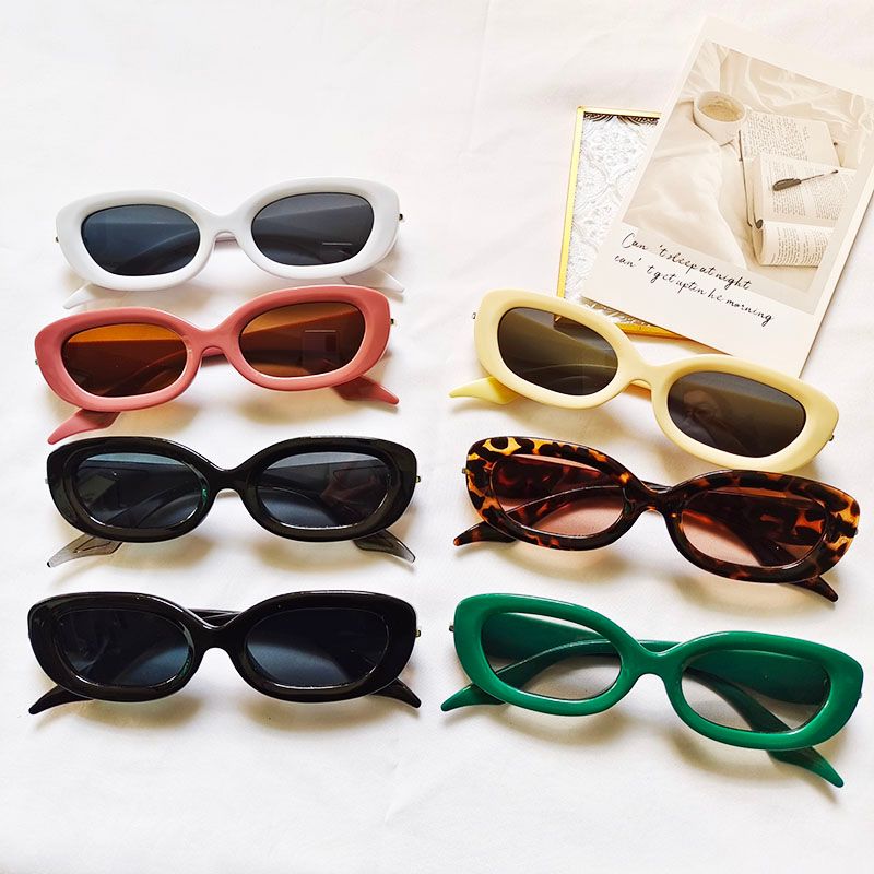 Fashion Solid Color Leopard Pc Uv400 Resin Oval Frame Full Frame Women's Sunglasses