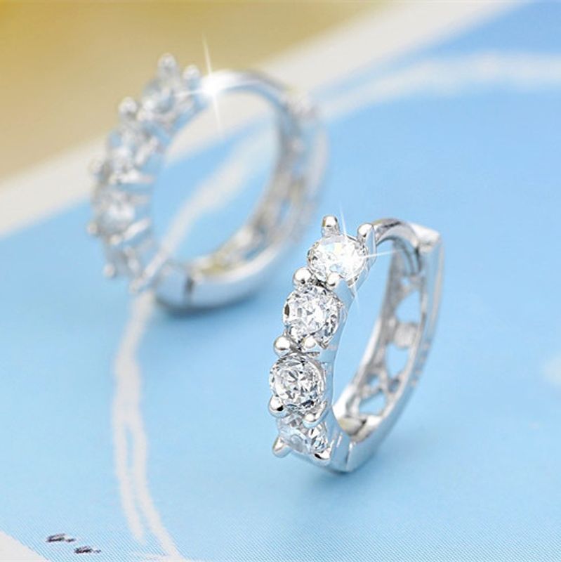 1 Paire Mode Forme De Cœur Le Cuivre Incruster Zircon Boucles D'oreilles Cerceau