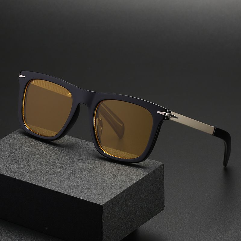 Vintage Style Solid Color Pc Square Full Frame Men's Sunglasses
