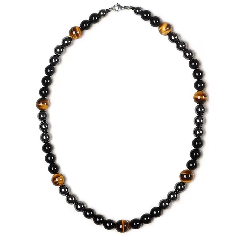 1 Stück Retro Geometrisch Perlen Tigerauge Obsidian Männer Halskette
